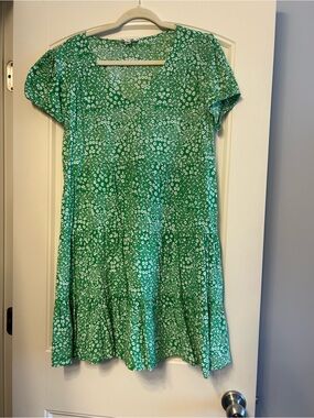 Violet Skies Green Floral V-Neck Tiered Dress